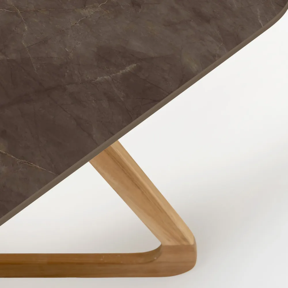 Viadurini in the Garden Gartentische Fest|Gartentische Aus Teakholz-Gartentisch mit Holzsockel und Pulpis-Braun-Keramikplatte - Infinity