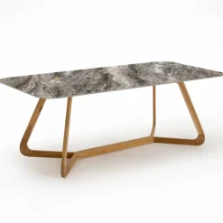 Viadurini in the Garden Gartentische Fest|Gartentische Aus Teakholz-Gartentisch mit Holzsockel und Orobico Luxe Keramikplatte - Infinity