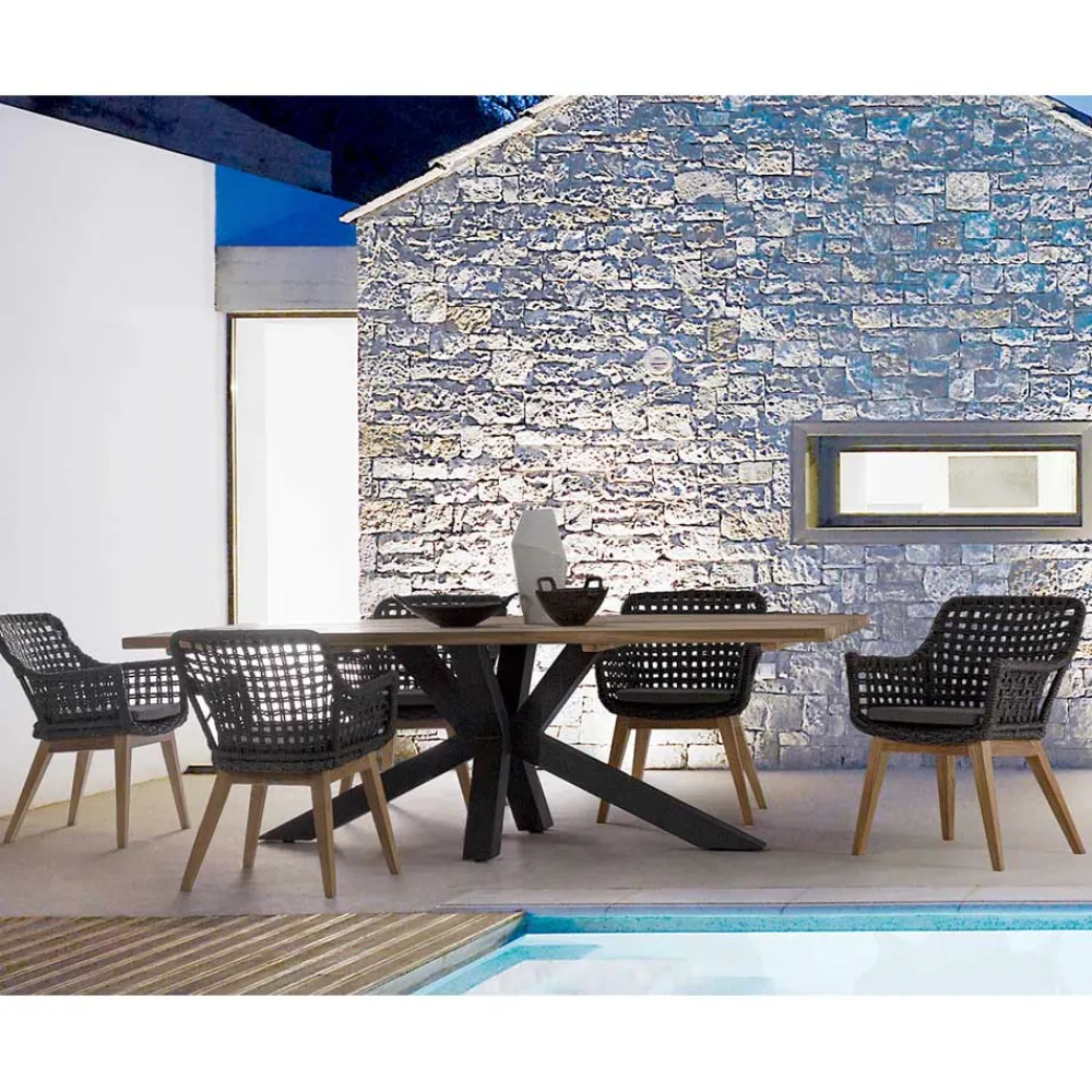 Viadurini in the Garden Gartentische Aus Teakholz-Gartentisch mit Platte aus Teakholz von Homemotion Design - Cowen