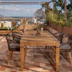 Viadurini in the Garden Gartentische Aus Teakholz-Gartentisch mit Struktur aus gebürstetem Naturteak - Artes