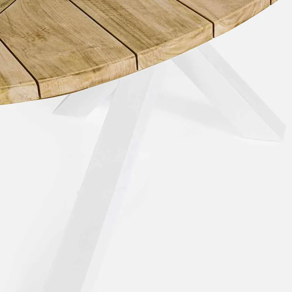 Viadurini in the Garden Gartentische Aus Teakholz-Gartentisch mit Teakholzplatte und Aluminiumfuß, Homemotion - Leotto