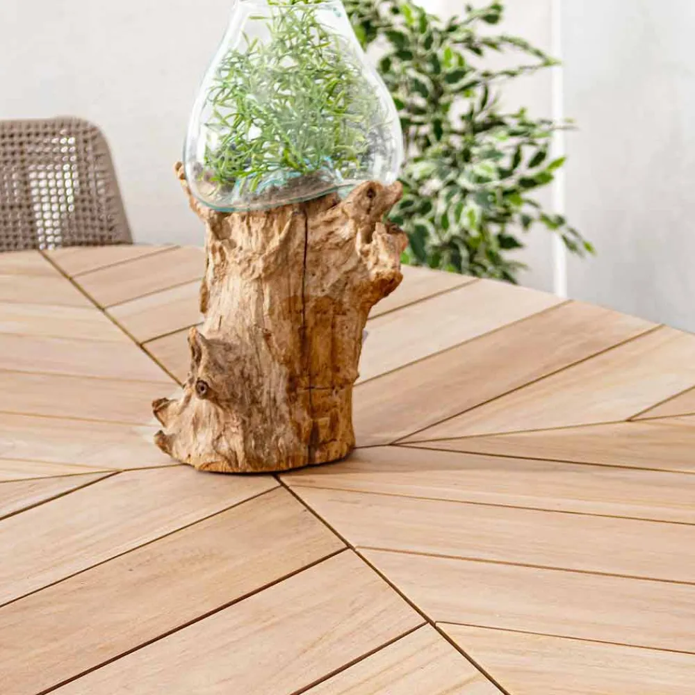 Viadurini in the Garden Gartentische Aus Teakholz-Gartentisch mit Teakholzplatte und Aluminiumfuß, Homemotion - Leotto