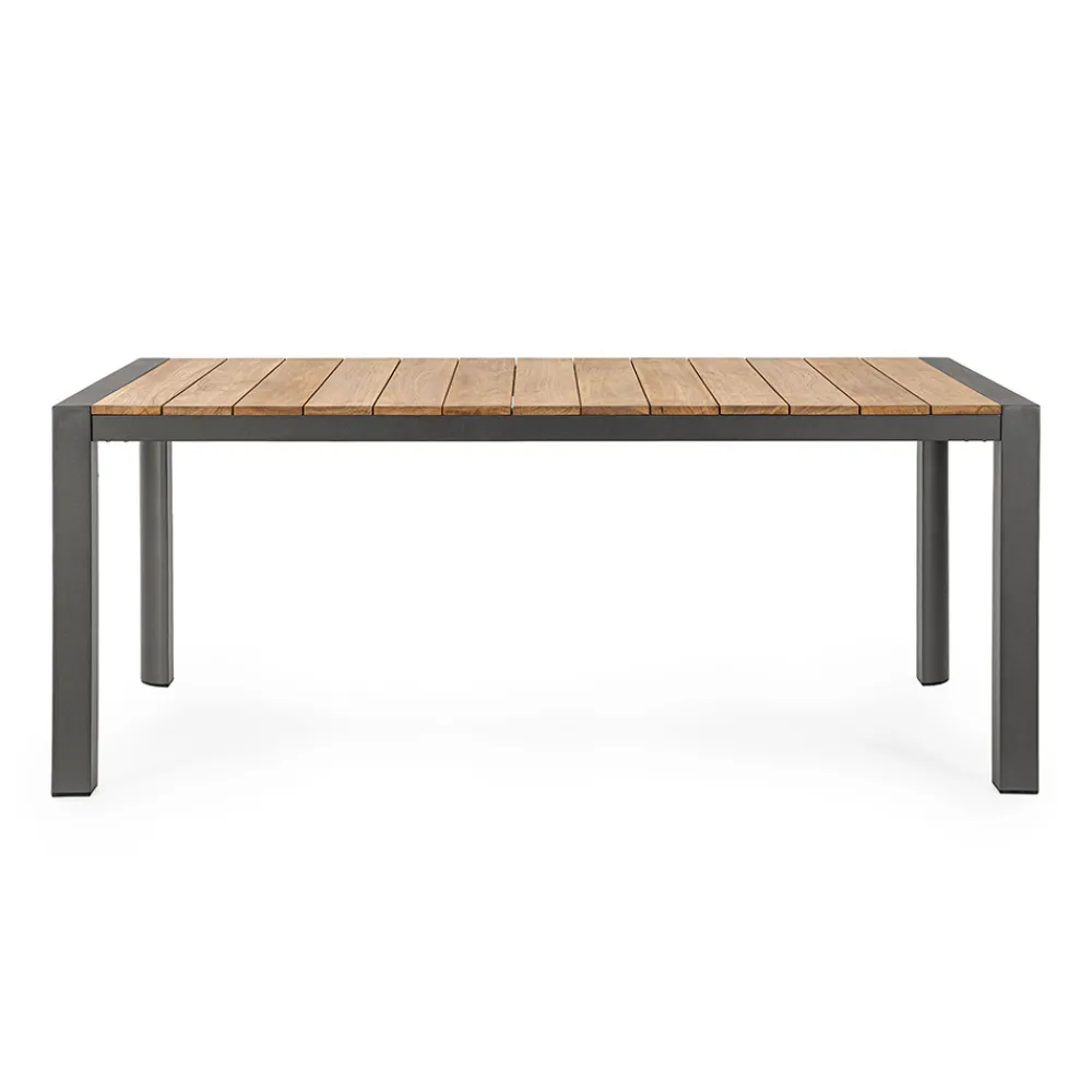 Viadurini in the Garden Gartentische Aus Teakholz-Gartentisch 180x90 cm mit Aluminiumbasis und Teakholzplatte - Mean
