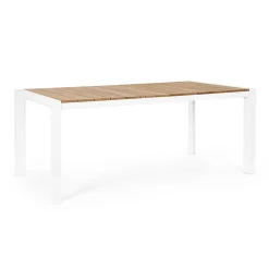 Viadurini in the Garden Gartentische Aus Teakholz-Gartentisch 180x90 cm mit Aluminiumbasis und Teakholzplatte - Mean