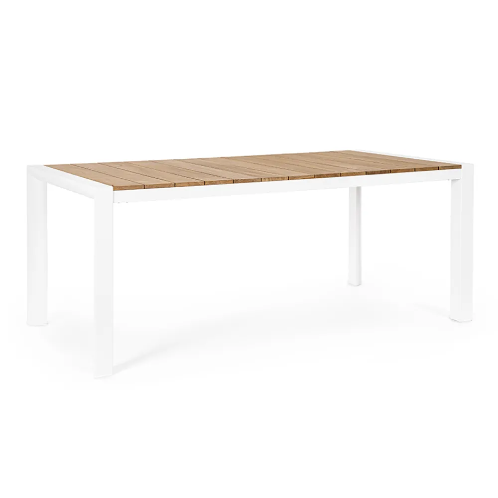 Viadurini in the Garden Gartentische Aus Teakholz-Gartentisch 180x90 cm mit Aluminiumbasis und Teakholzplatte - Mean