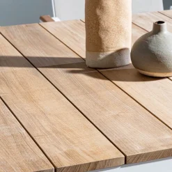 Viadurini in the Garden Gartentische Aus Teakholz-Gartentisch 180x90 cm mit Aluminiumbasis und Teakholzplatte - Mean