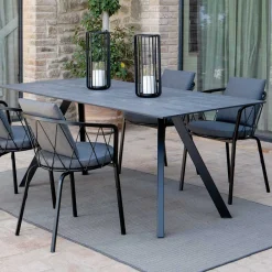 Viadurini in the Garden Gartentische Fest-Gartentischgestell aus verzinktem Stahl mit HPL-Platte Made in Italy - Brienne