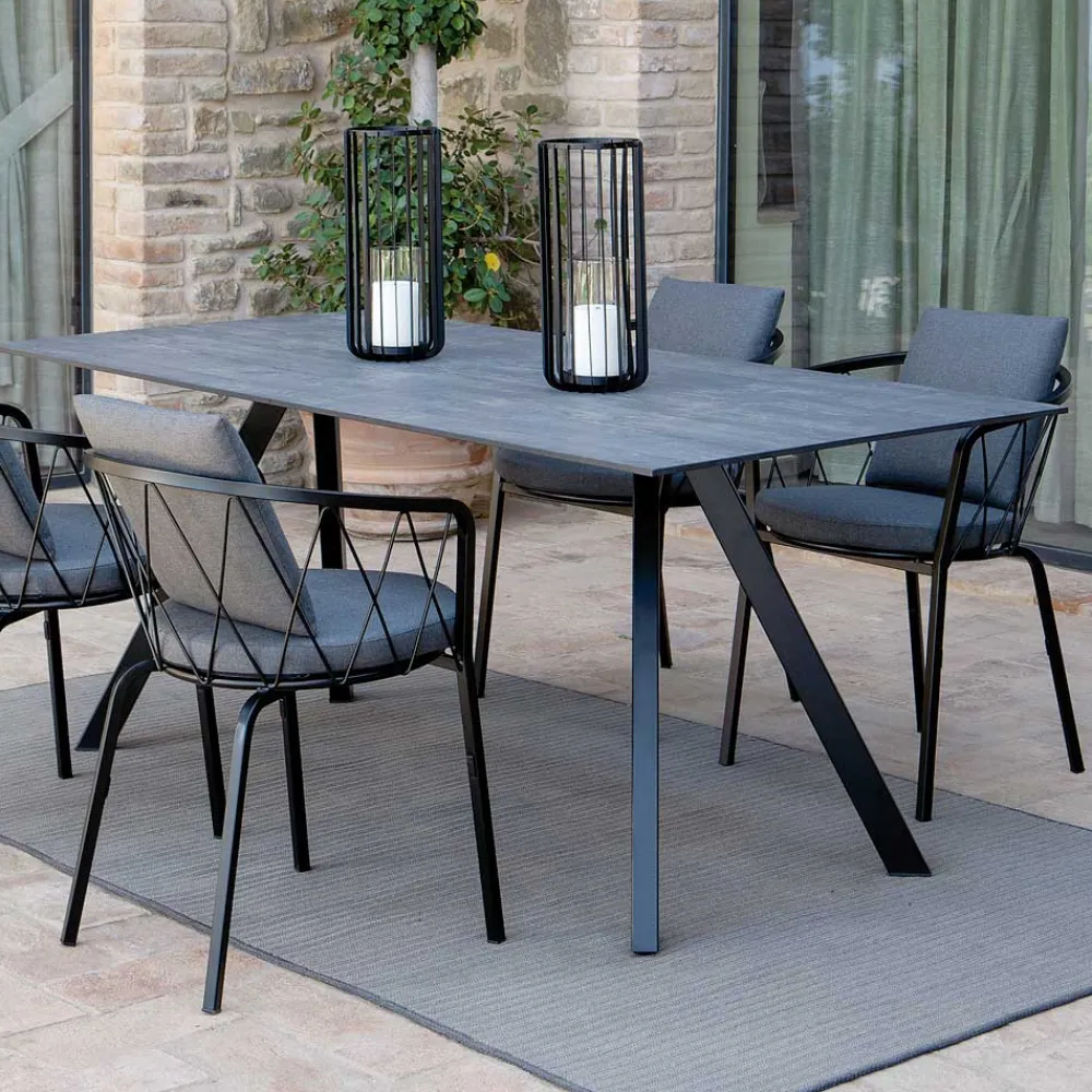 Viadurini in the Garden Gartentische Fest-Gartentischgestell aus verzinktem Stahl mit HPL-Platte Made in Italy - Brienne