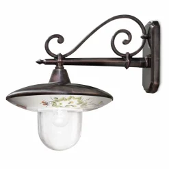 Ferroluce Garten-Wandlampen-Garten-Wandlampe aus schwarzem Aluminium, handbemalte Blumen - Latein