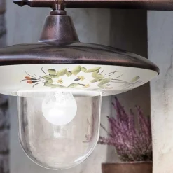 Ferroluce Garten-Wandlampen-Garten-Wandlampe aus schwarzem Aluminium, handbemalte Blumen - Latein