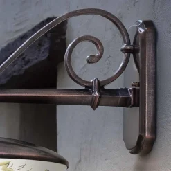 Ferroluce Garten-Wandlampen-Garten-Wandlampe aus schwarzem Aluminium, handbemalte Blumen - Latein