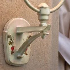 Ferroluce Garten-Wandlampen-Garten-Wandleuchte aus Aluminium mit handgemalten Blumen - Bari