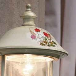 Ferroluce Garten-Wandlampen-Garten-Wandleuchte aus Aluminium mit handgemalten Blumen - Bari