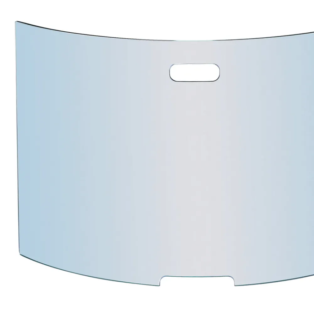 Viadurini Fire Design Funkenschutz Kamin-Gebogener Funkenfänger aus gehärtetem Kristall, hergestellt in Italien – Zafu