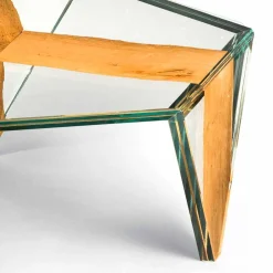 Viadurini Living Moderne Couchtische-Geformter Couchtisch aus Glas und Holz Made in Italy - Mumbai