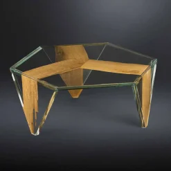 Viadurini Living Moderne Couchtische-Geformter Couchtisch aus Glas und Holz Made in Italy - Mumbai