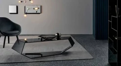 Viadurini Living Moderne Couchtische-Geformter Couchtisch aus extra klarem oder rauchigem Glas made in Italy - Neok