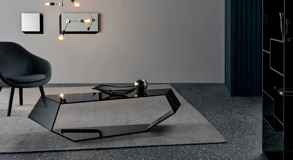 Viadurini Living Moderne Couchtische-Geformter Couchtisch aus extra klarem oder rauchigem Glas made in Italy - Neok