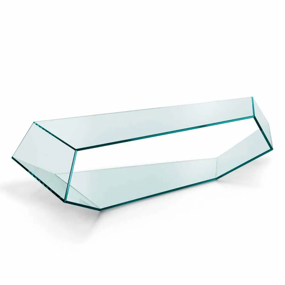 Viadurini Living Moderne Couchtische-Geformter Couchtisch aus extra klarem oder rauchigem Glas made in Italy - Neok