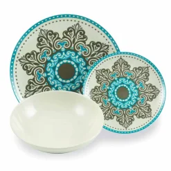 Viadurini Kitchen Teller Set-Gefärbtes Porzellangeschirr Set 18 Stück - Eivissa