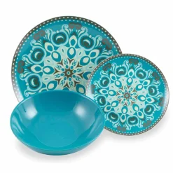 Viadurini Kitchen Teller Set-Gefärbtes Porzellangeschirr Set 18 Stück - Eivissa