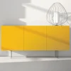 Viadurini Living Sideboards-Gelb lackiertes MDF-Sideboard mit 3 Türen und Glasfüßen Made in Italy - Ciara