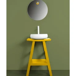 Viadurini Bathroom Badmöbel Stehend-Gelbe Badezimmermöbel aus wiedergewonnenem Teakholz mit seitlichen Haken - Raomi