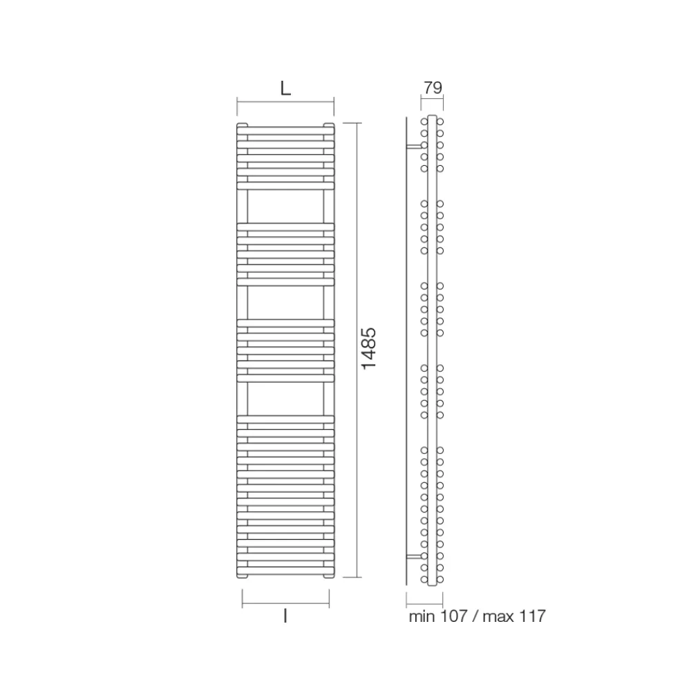 Viadurini Radiators Hybrid Heizkörper-Gemischter Handtuchwärmer mit 4 Reihen horizontaler Elemente, hergestellt in Italien – Meringue