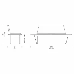 Viadurini Living Moderne Wohnzimmerbank-Gepolsterte Bank mit Stahlgestell und Mdf Modern Minimal Design - Gardena
