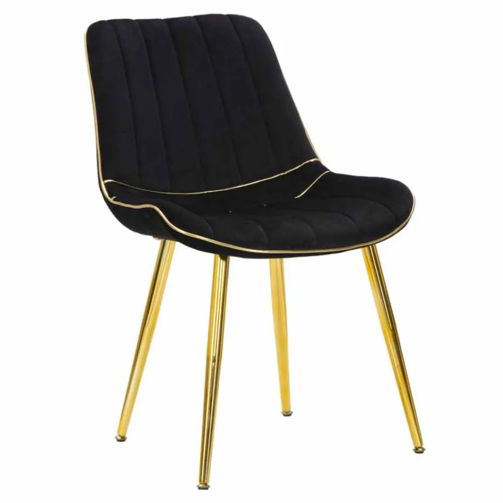 Viadurini Living Moderne Stühle-Gepolsterter Design Esszimmerstuhl aus Holz und Stoff, 2 Stück - Kolly