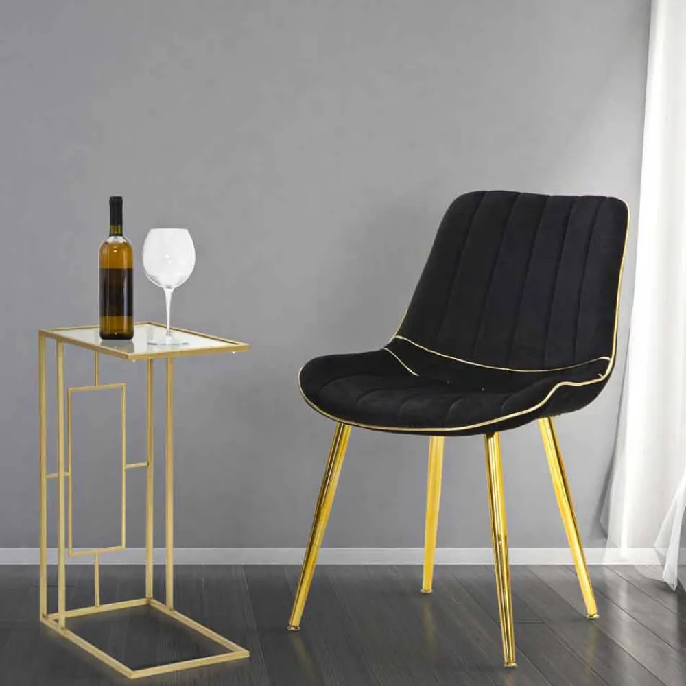 Viadurini Living Moderne Stühle-Gepolsterter Design Esszimmerstuhl aus Holz und Stoff, 2 Stück - Kolly