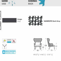 Varaschin Stoffsessel-Gepolsterter Gartensessel in modernem Design Emma