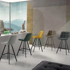 Viadurini Living Küchenhocker-Gepolsterter Küchenhocker mit Metallstruktur 2 Stück - Raggia