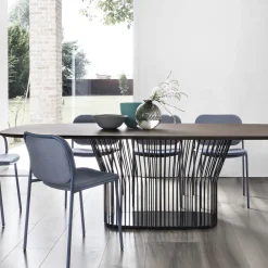 Viadurini Living Moderne Stühle-Gepolsterter Küchenstuhl aus Stoff und Metall Made in Italy 2 Stück - Sangria