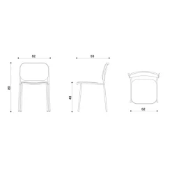 Viadurini Living Moderne Stühle-Gepolsterter Küchenstuhl aus Stoff und Metall Made in Italy 2 Stück - Sangria