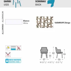 Varaschin Stoffsessel-Gepolsterter Outdoor-Sessel in modernem Design Emma