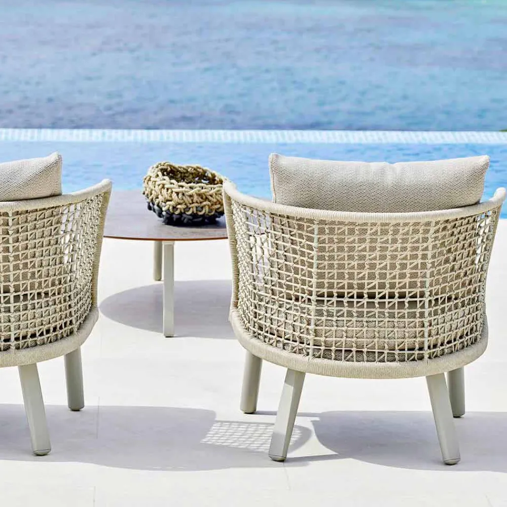 Varaschin Stoffsessel-Gepolsterter Outdoor-Sessel aus Metall und Stoff Emma