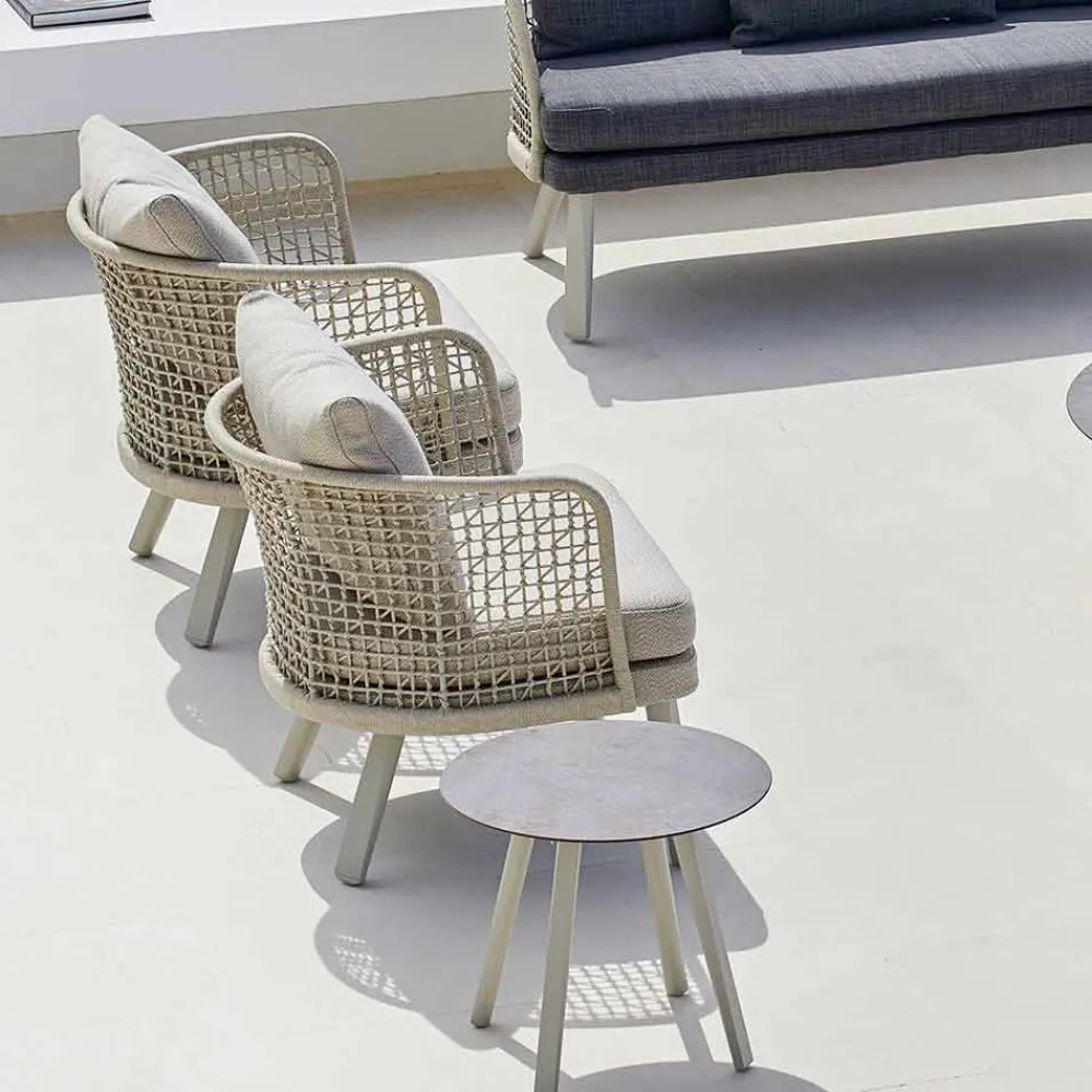 Varaschin Stoffsessel-Gepolsterter Outdoor-Sessel aus Metall und Stoff Emma