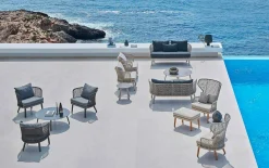 Varaschin Stoffsessel-Gepolsterter Outdoor-Sessel aus Metall und Stoff Emma