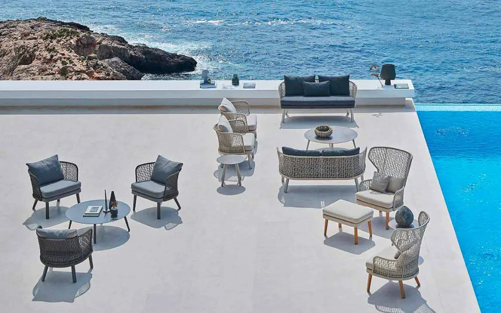 Varaschin Stoffsessel-Gepolsterter Outdoor-Sessel aus Metall und Stoff Emma