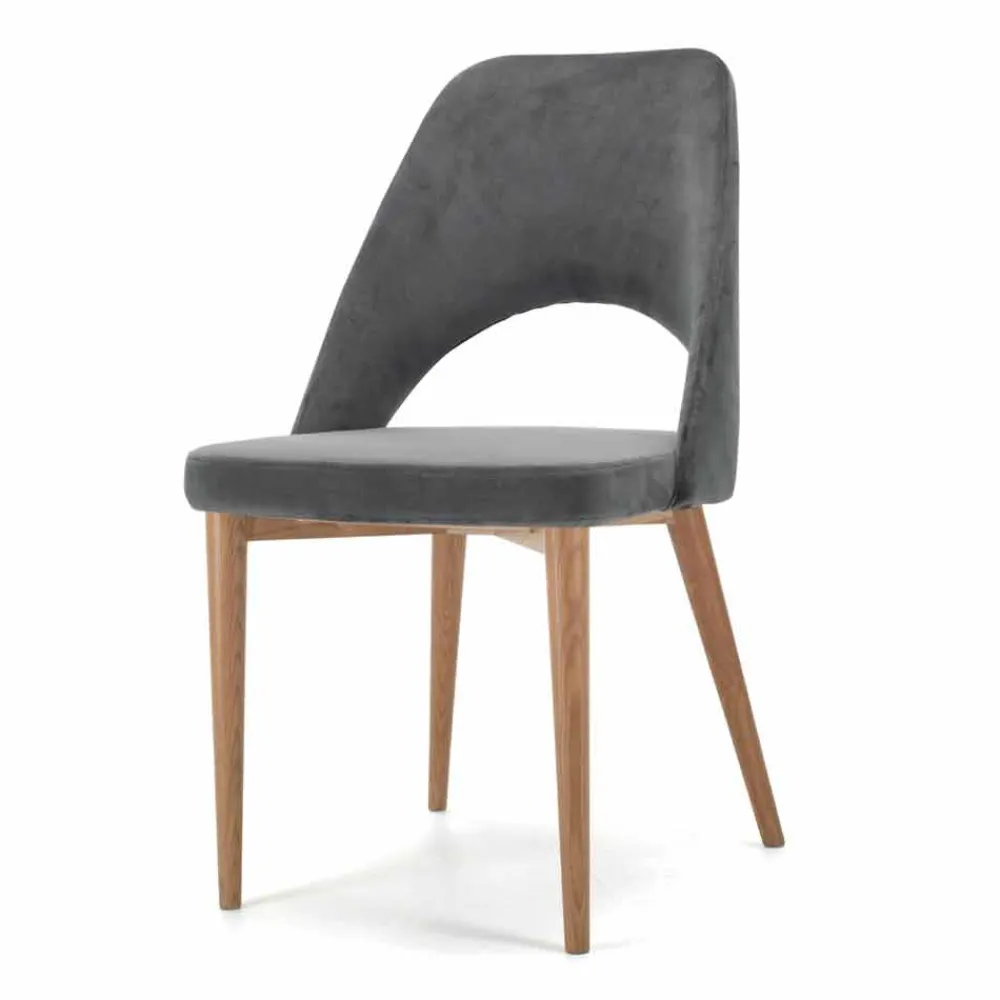Viadurini Living Moderne Stühle-Gepolsterter Stuhl mit Untergestell aus Eschenholz, hergestellt in Italien – Lorenza