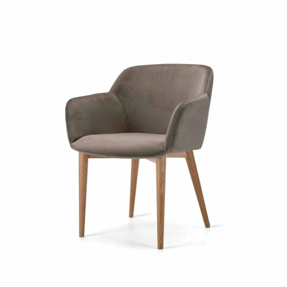 Viadurini Living Moderne Stühle-Gepolsterter Stuhl mit Untergestell aus Eschenholz und Sitz aus Stoff oder Leder – Bardella