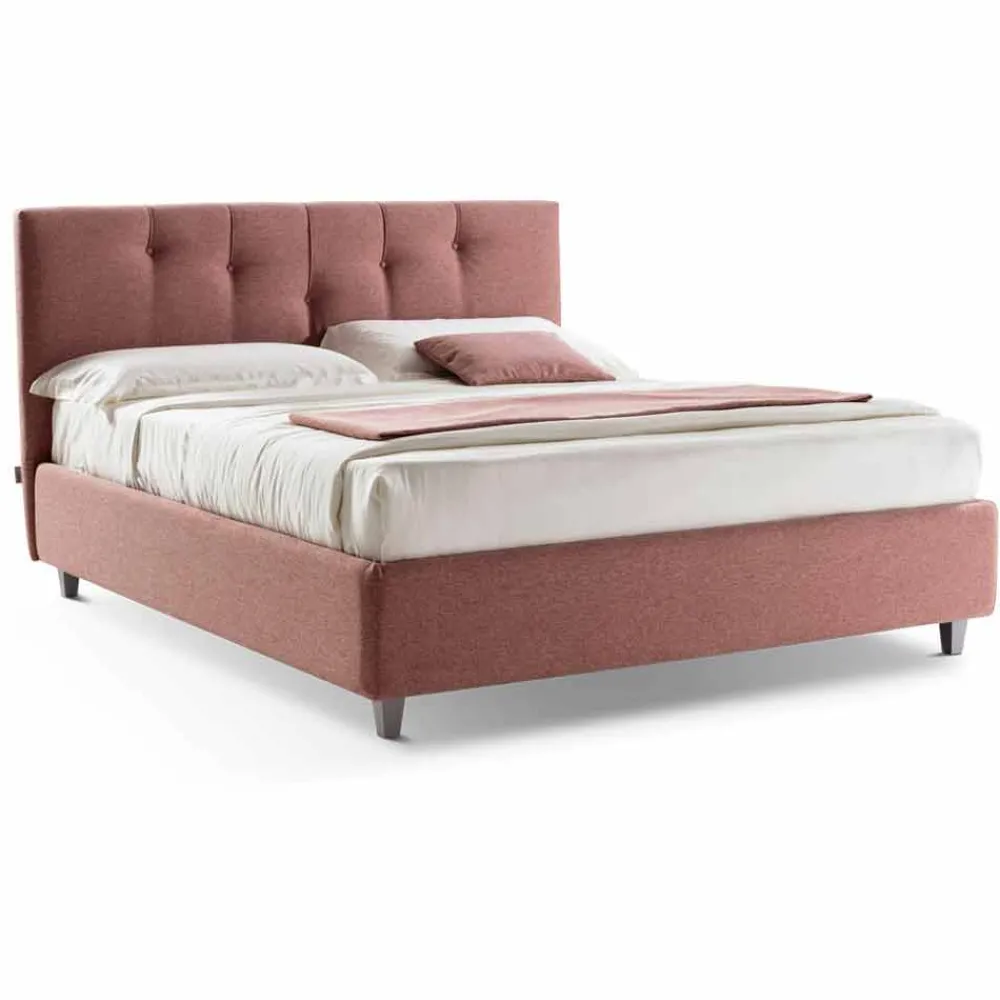 Viadurini Night Design Maßgeschneiderte Möbel|Polsterbetten-Gepolstertes Doppelbett aus Stoff mit Box Made in Italy - Maske