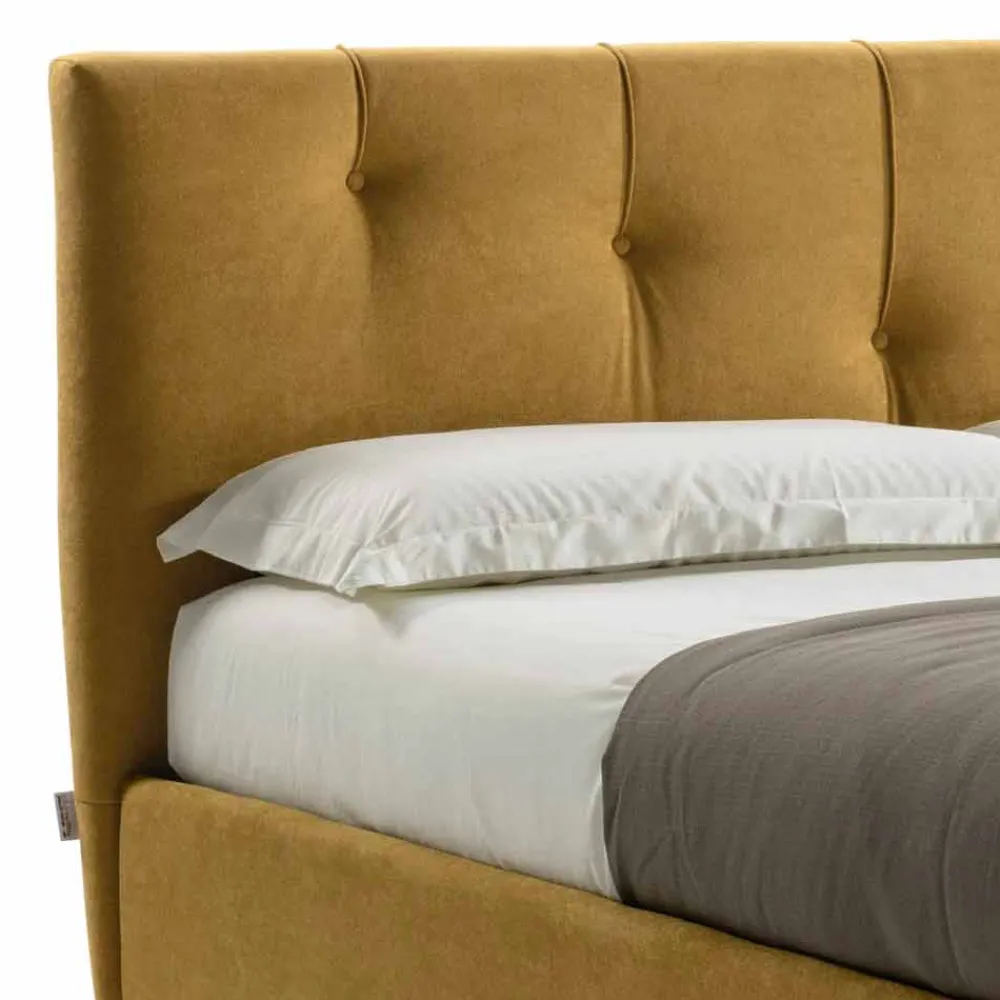 Viadurini Night Design Maßgeschneiderte Möbel|Polsterbetten-Gepolstertes Doppelbett aus Stoff mit Box Made in Italy - Maske