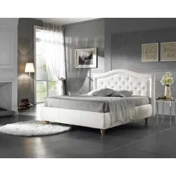 Viadurini Night Design Polsterbetten-Gepolstertes Doppelbett aus Kunstleder mit Aufbewahrungsbox 160x190/200 cm Agly