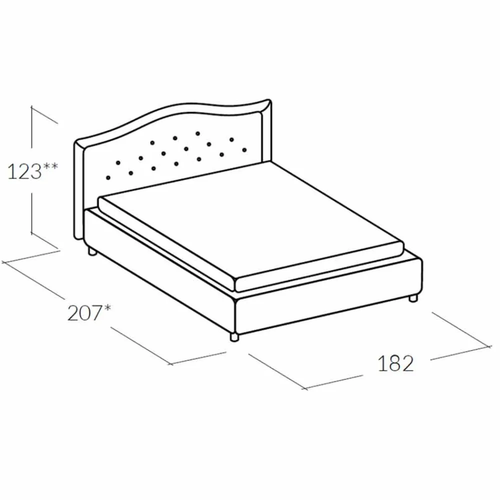 Viadurini Night Design Polsterbetten-Gepolstertes Doppelbett aus Kunstleder mit Aufbewahrungsbox 160x190/200 cm Agly