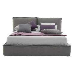 Viadurini Night Design Maßgeschneiderte Möbel|Polsterbetten-Gepolstertes Doppelbett mit Kommode aus Kunstleder oder Stoff – Notre Dame