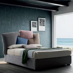 Viadurini Night Design Maßgeschneiderte Möbel|Polsterbetten-Gepolstertes Doppelbett mit Stoffbehälter - Belle