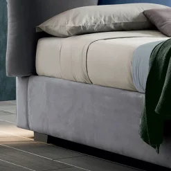 Viadurini Night Design Maßgeschneiderte Möbel|Polsterbetten-Gepolstertes Doppelbett mit Stoffbehälter - Belle