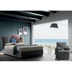 Viadurini Night Design Maßgeschneiderte Möbel|Polsterbetten-Gepolstertes Doppelbett mit Stoffbehälter - Belle